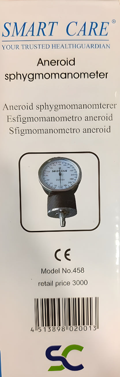 Smart Care Aneroid sphygmomanometer (Model no. 458).