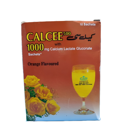 Sachet Calcee 500 with 1000mg Calcium Lactate Gluconate Full Box