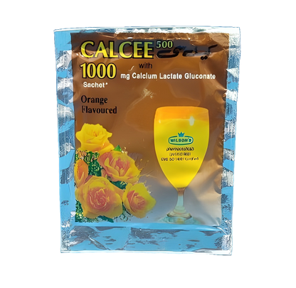 Sachet Calcee 500 with 1000mg Calcium Lactate Gluconate Full Box