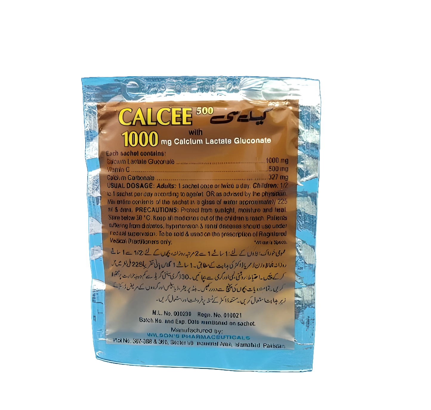 Sachet Calcee 500 with 1000mg Calcium Lactate Gluconate Full Box